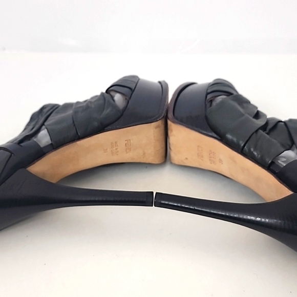 Fendi Zucca FF Logo OLIVE GREEN/BLACK Lambskin Leather Platform Bootie Sz EU 39 - Picture 12 of 12